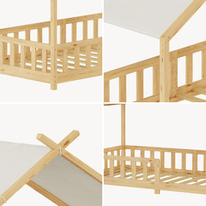 Hausbett Rila im Montessori-Stil mit Rausfallschutz 90x200 cm [en.casa]