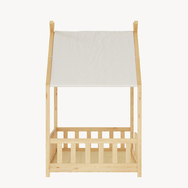 Hausbett Rila im Montessori-Stil mit Matratze und Rausfallschutz 90x200 cm [en.casa]