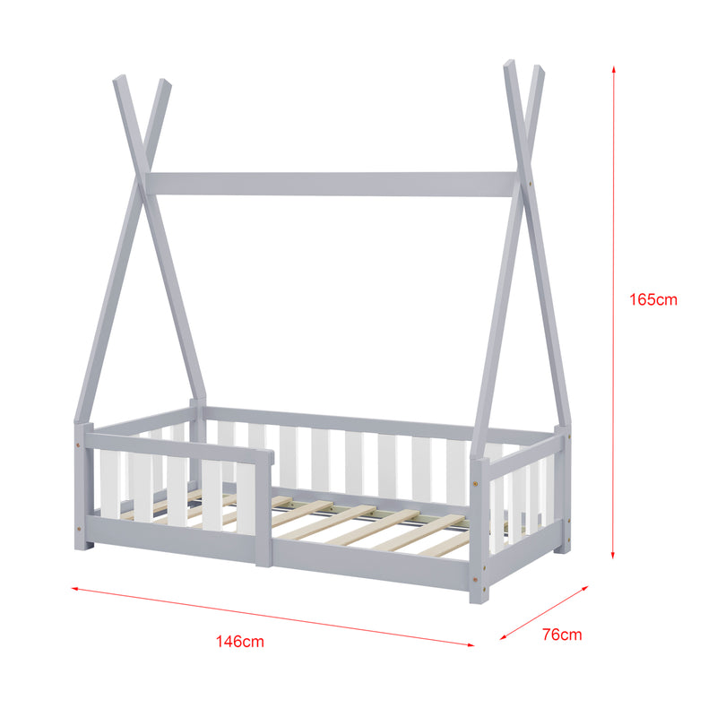 Maßskizze Kinderbett Helsingborg mit Matratze 70x140 cm [en.casa]
