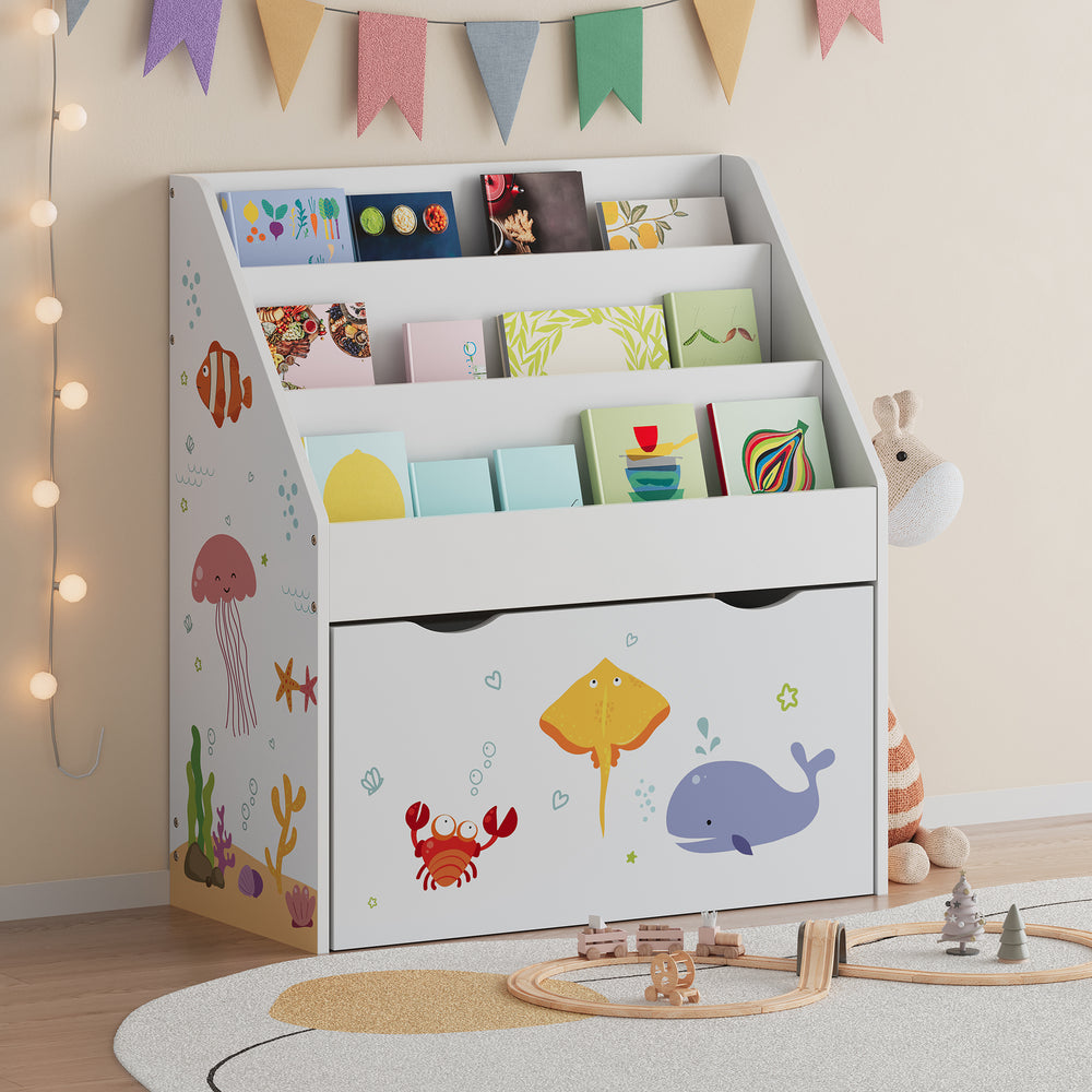 Kinderregal Aarnskona 70x63x30 cm Aqua Dream Motiv [en.casa] - premiumXL