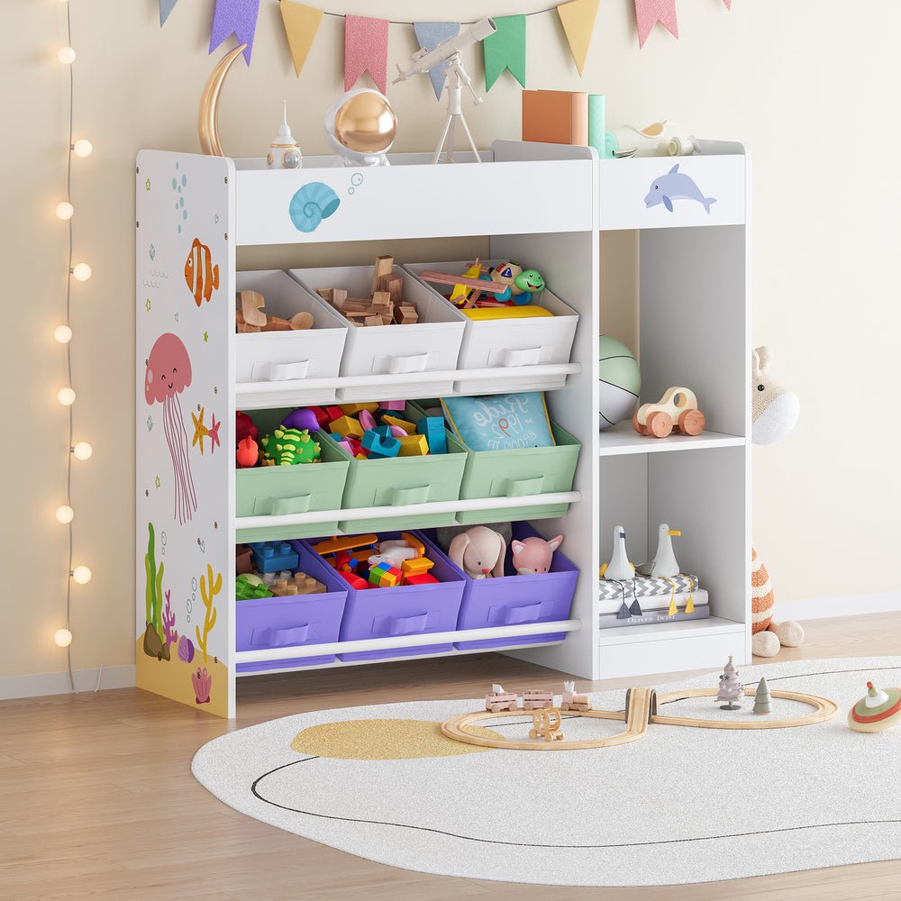 Kinderregal Farusa 80x90x30 cm Aqua Dream Motiv [en.casa] - premiumXL