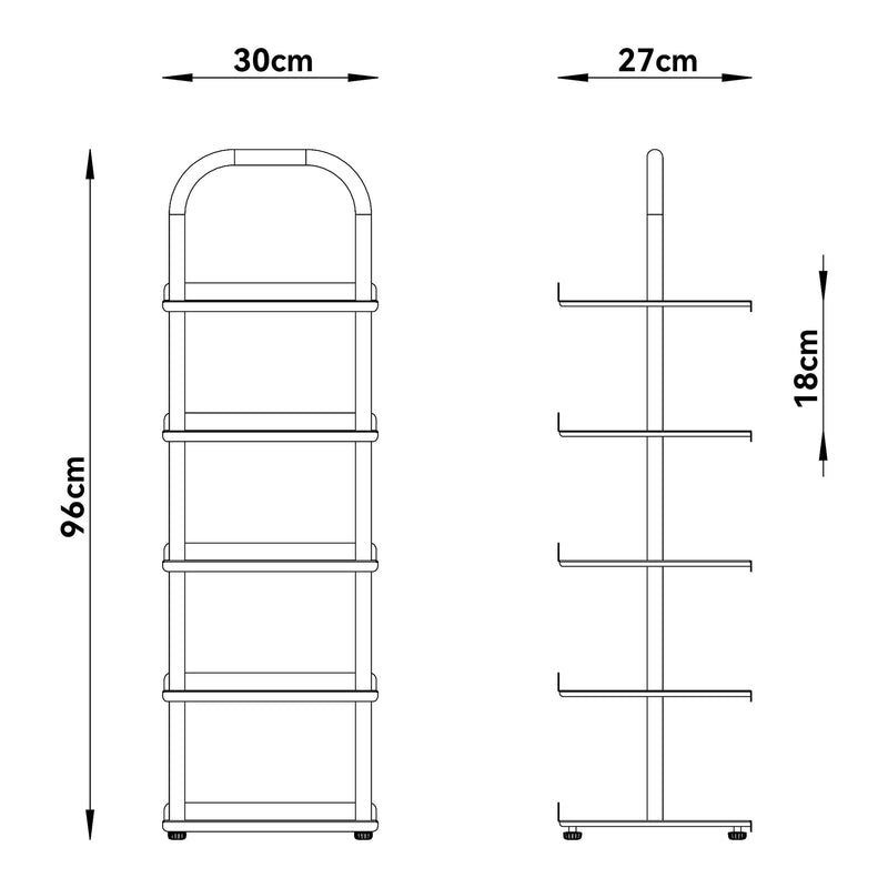 Maßskizze Kinderschuhregal Poytya Stahl 96x30x27 cm [en.casa]