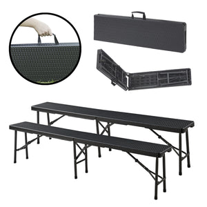 en.casa Klappbank-Set Mark Outdoor – Robust für Garten