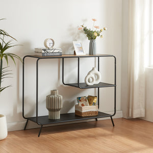 Konsolentisch Krødsherad 83x102x36cm Schwarz/Eiche [en.casa] - premiumXL