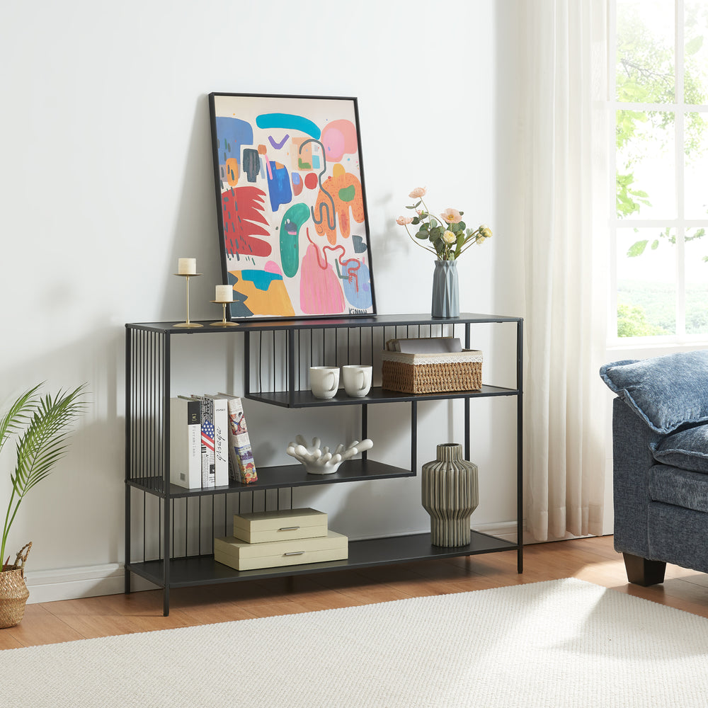 Konsolentisch Oxelösund 120x33x80 cm Schwarz [en.casa] - premiumXL