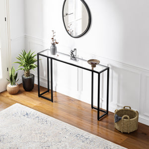 Konsolentisch Ouby mit Glasplatte 120x25x73 cm Schwarz [en.casa]
