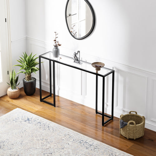Konsolentisch Ouby mit Glasplatte 120x25x73 cm Schwarz [en.casa]