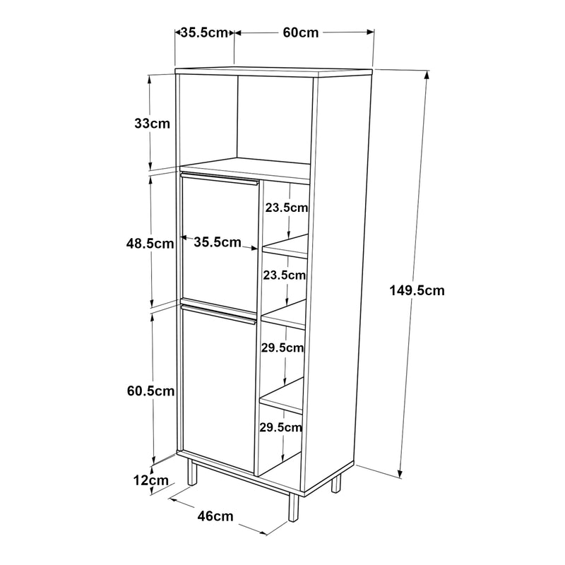 Maßskizze Küchenschrank Vesanto 162x60x36 cm [en.casa]