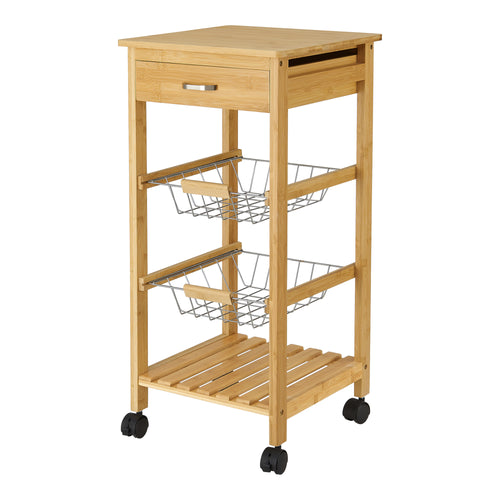 Bambus Küchenwagen Stenungsund mit Schublade 76x36x36cm [en.casa]