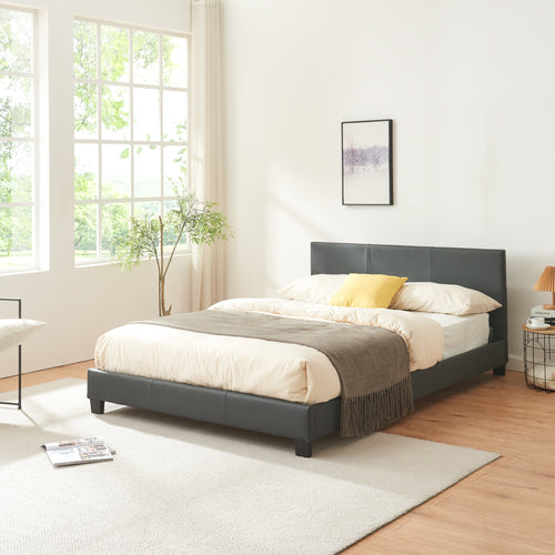 Kunstlederbett Albacete 140x200 cm Dunkelgrau Corium - premiumXL