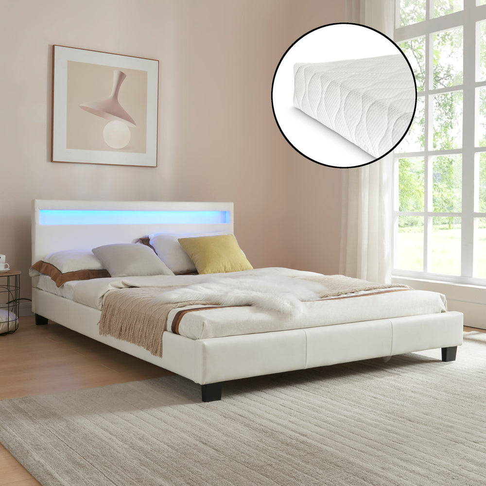 Polsterbett Paris LED RGB Beleuchtung Kaltschaummatratze in versch. Ausführungen Corium - premiumXL