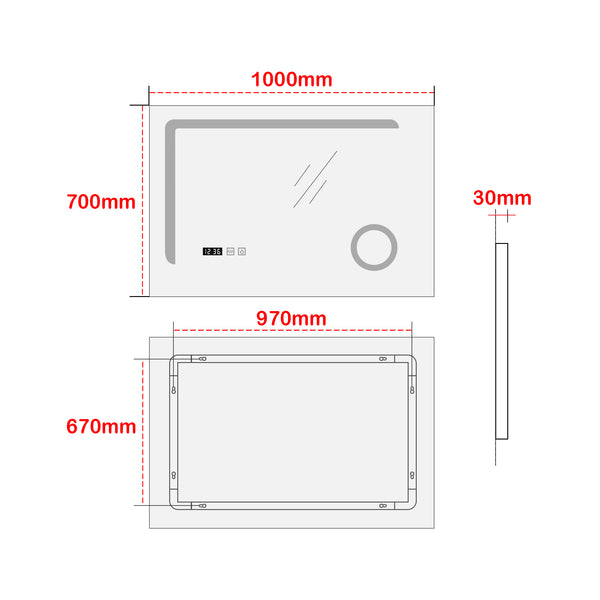 LED-Badspiegel Chambave Silberfarben in versch. Größen [pro.tec]
