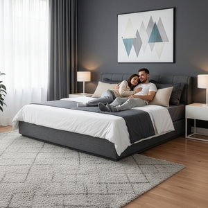 LED Polsterbett Tröstiar mit Matratze [en.casa]