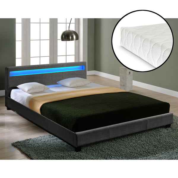 Modernes Stoffbett Bettgestell dunkelgrau CORIUM