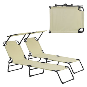 2er Set Sonnenliege Lomeda klappbar mit Dach in versch. Farben [casa.pro] - premiumXL