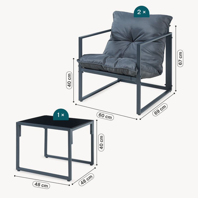 Maßskizze Loungeset Karg 3-tlg. [casa.pro]