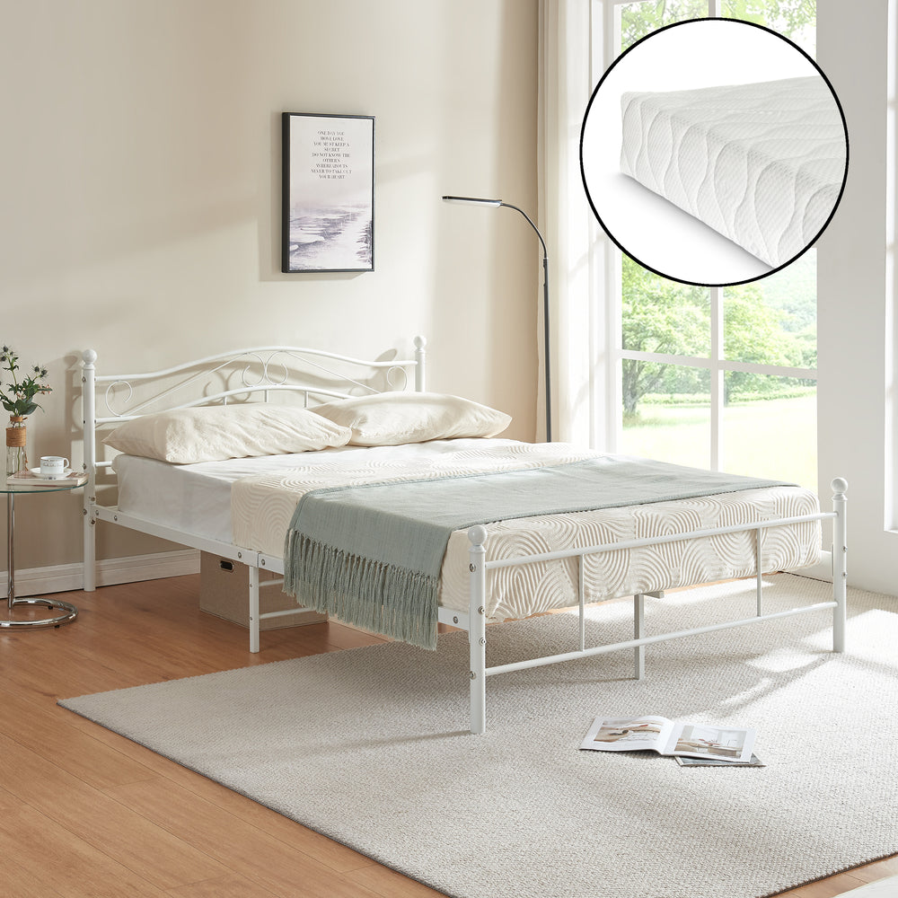 Metallbett Florenz mit Matratze [en.casa] - premiumXL