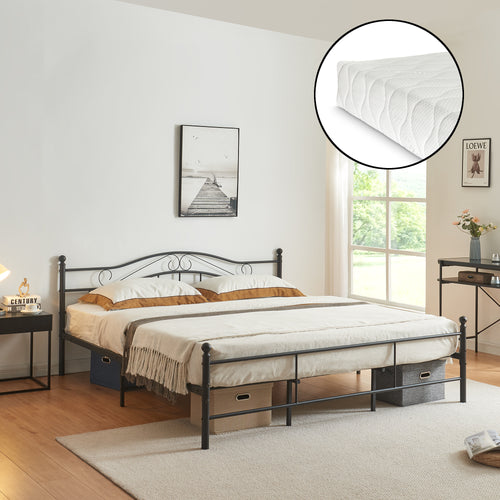 Metallbett Florenz mit Matratze [en.casa] - premiumXL