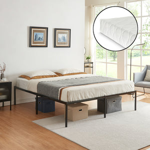 Metallbett Vårdö mit Matratze [en.casa]
