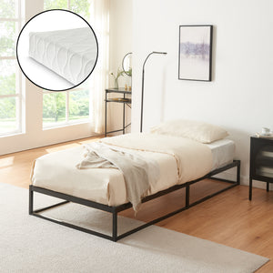 Metallbett Trerunta mit Matratze Stahl Schwarz [en.casa]