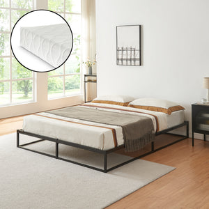 Metallbett Trerunta mit Matratze Stahl Schwarz [en.casa]