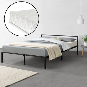 Metallbett Imatra mit Matratze in versch. Größen Schwarz en.casa