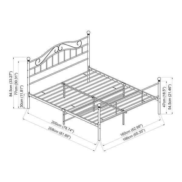 Metallbett Florenz in verschiedenen Farben und Größen [en.casa]