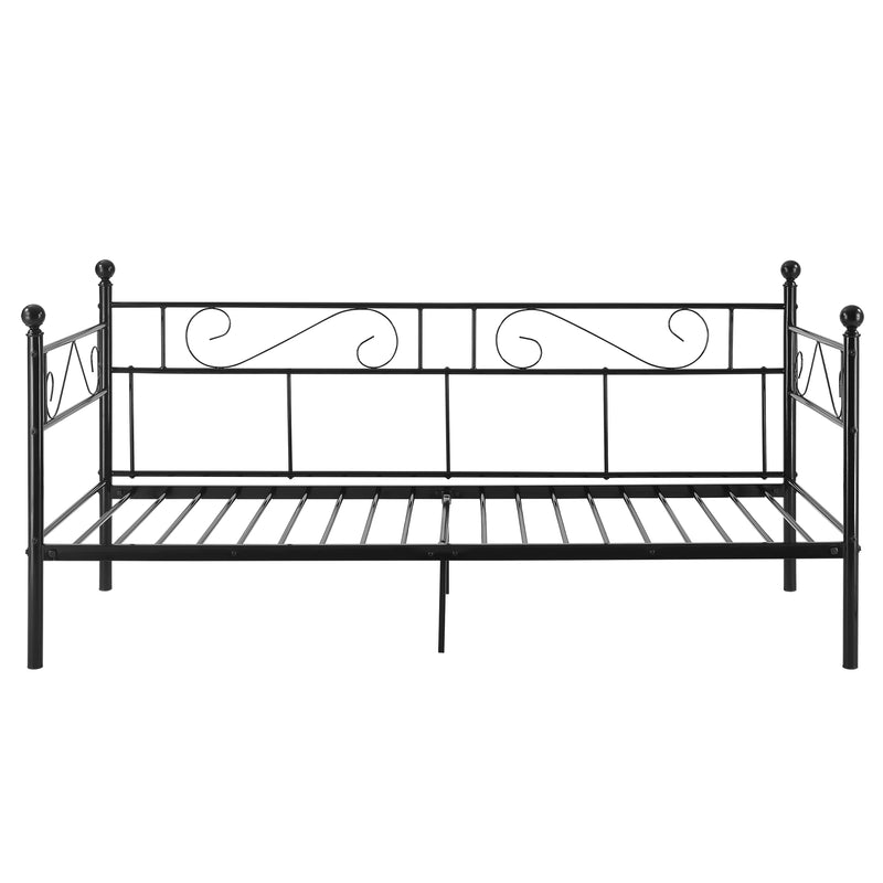 Maßskizze Metallbett Granada mit Matratze 90x200 cm Stahl [en.casa]