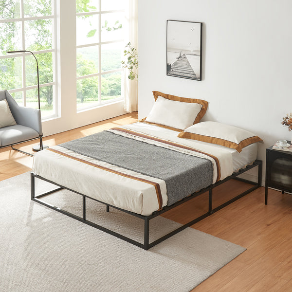 Metallbett Kreta mit Kaltschaummatratze Schwarz in versch. Größen [en.casa]