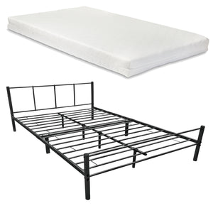 Metallbett Laos mit Matratze Schwarz [en.casa]