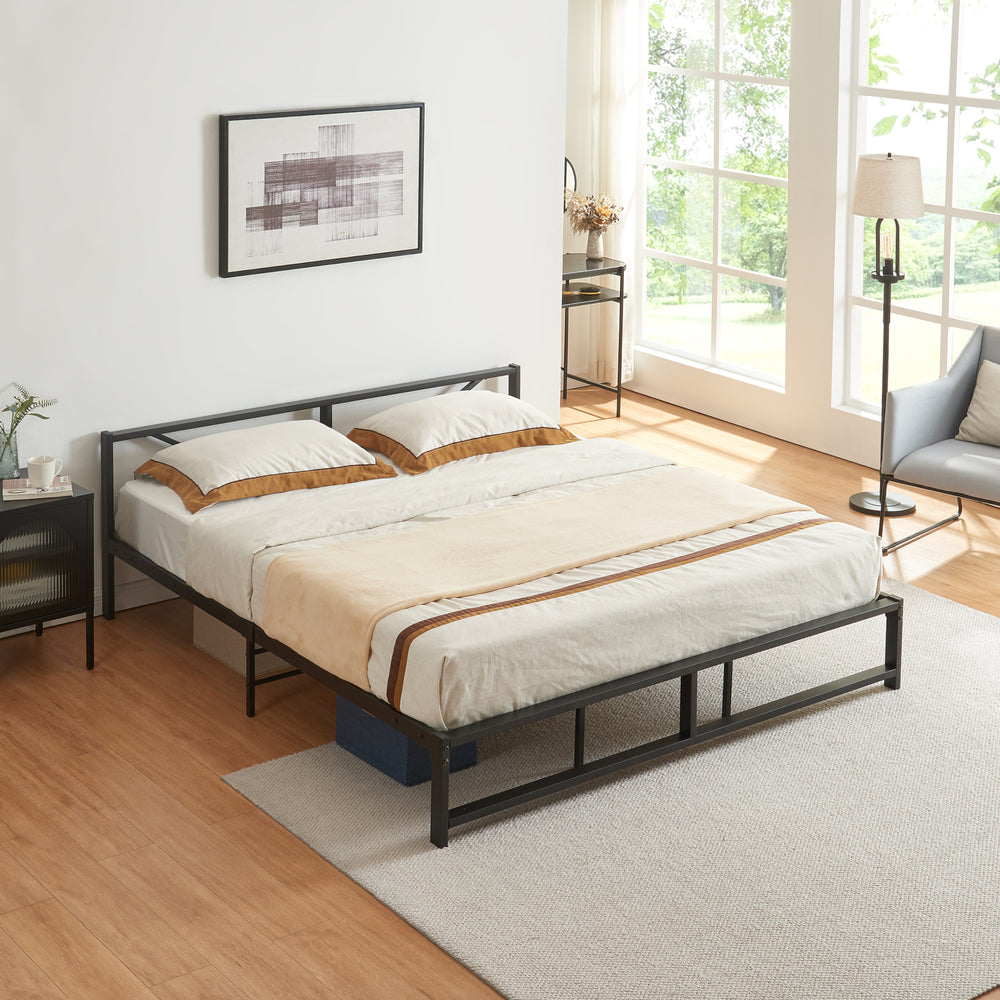 Metallbett Meran mit Matratze Stahl Schwarz [en.casa] - premiumXL