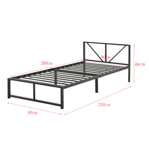 Metallbett Meran mit Matratze Stahl Schwarz [en.casa]