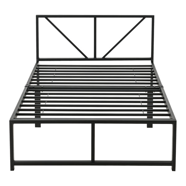 Metallbett Meran mit Matratze Stahl Schwarz [en.casa]