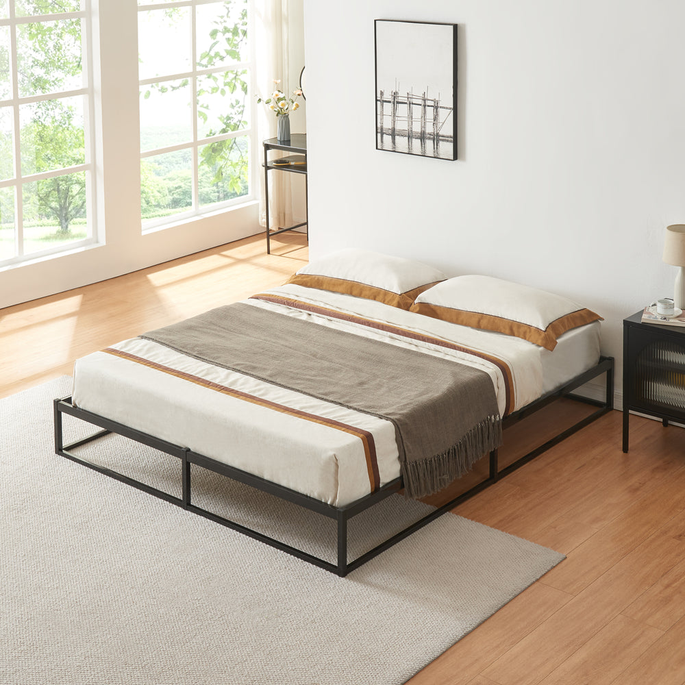 Metallbett Trerunta mit Matratze Stahl Schwarz [en.casa]