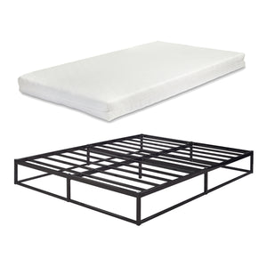 Metallbett Trerunta mit Matratze Stahl Schwarz [en.casa]