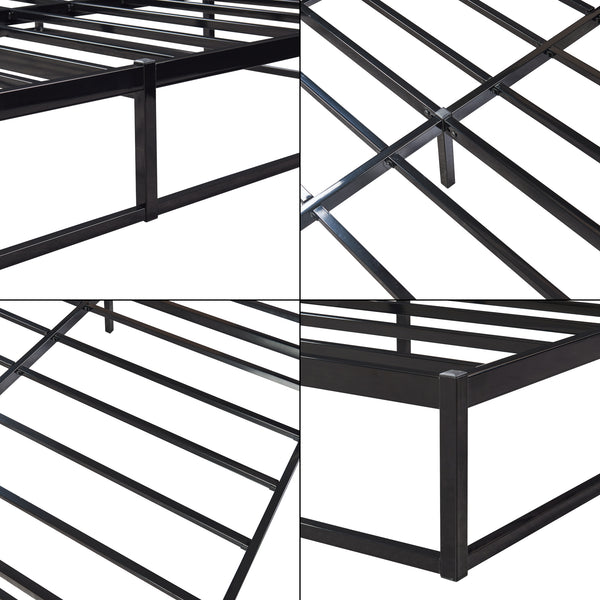 Metallbett Trerunta mit Matratze Stahl Schwarz [en.casa]