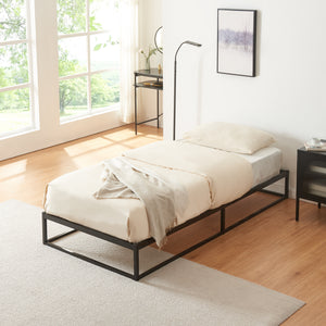 Metallbett Trerunta mit Matratze Stahl Schwarz [en.casa]