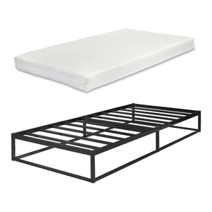 Metallbett Trerunta mit Matratze Stahl Schwarz [en.casa]
