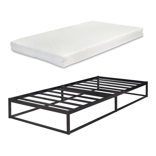Metallbett Trerunta mit Matratze Stahl Schwarz [en.casa]