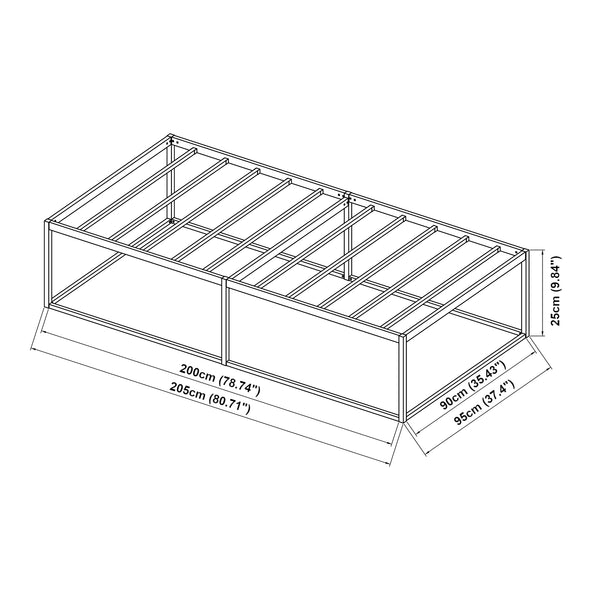 Metallbett Trerunta mit Matratze Stahl Schwarz [en.casa]