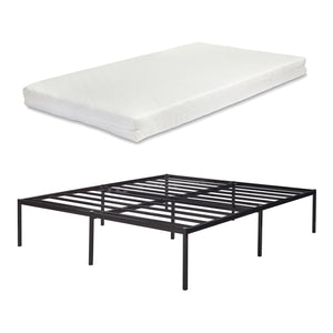 Metallbett Vårdö mit Matratze [en.casa]
