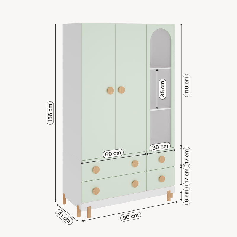Maßskizze Kinderkleiderschrank Vaarentaa [en.casa]
