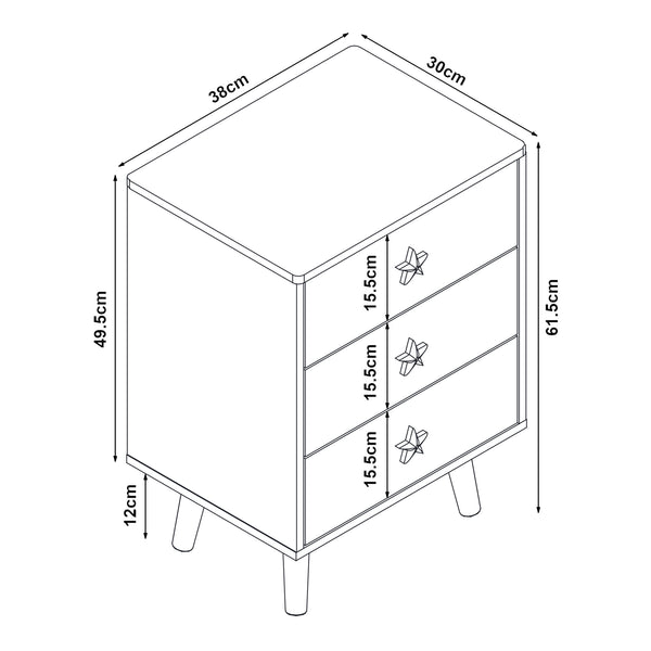 Kinderkommode Sandnes mit 3 Schubladen [en.casa]