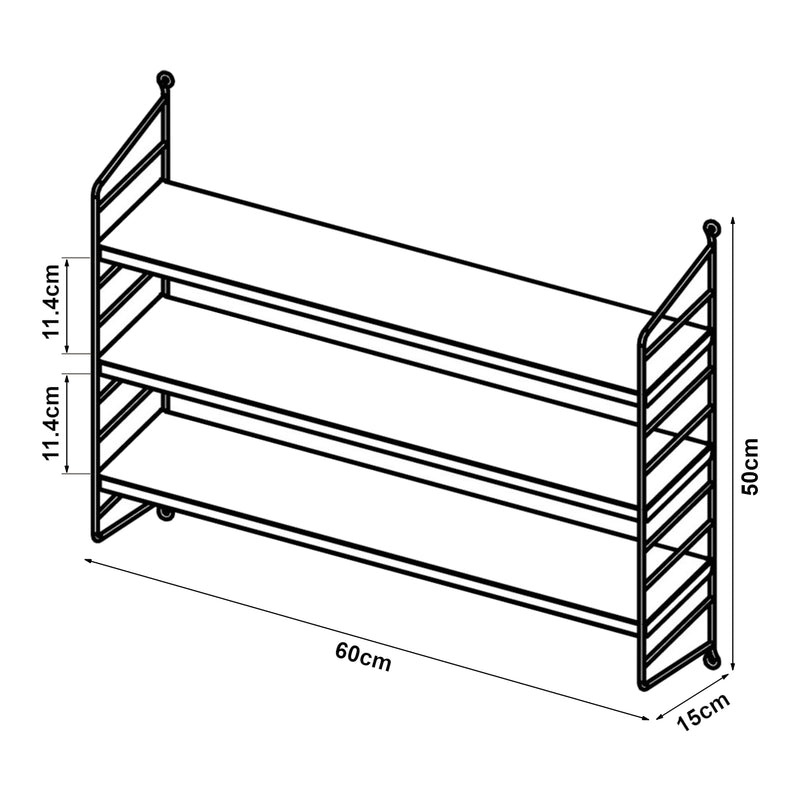 Maßskizze Modulares Wandregal Strängnäs [en.casa]