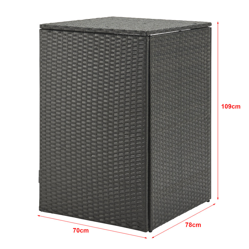 Maßskizze Mülltonnen Verkleidung Widnau für 1/2 Mülltonnen Polyrattan Dunkelgrau [en.casa]