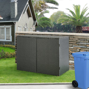 Mülltonnen Verkleidung Widnau für 1/2 Mülltonnen Polyrattan Dunkelgrau [en.casa]
