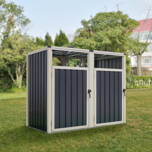 Mülltonnenbox Tarbek für 1/2/3/4 Tonnen Stahl verzinkt Anthrazit in versch. Größen [en.casa]