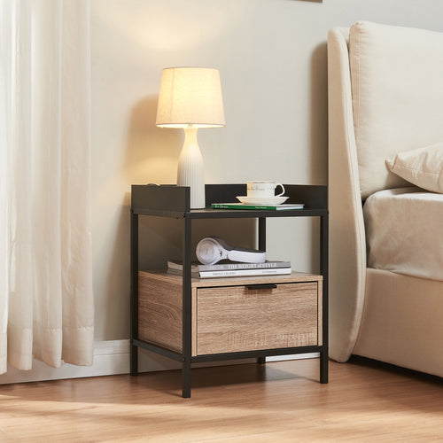 Nachttisch Belana 51x40x35 cm Schwarz/Eicheoptik [en.casa] - premiumXL