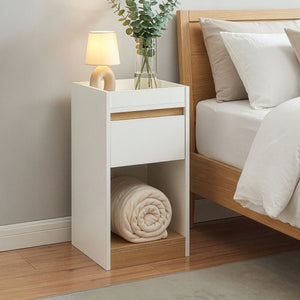 Nachttisch Lure 55x30x35 cm Weiß/Eicheoptik [en.casa]