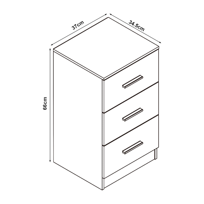 Maßskizze Nachttisch Aurdal 66x37x34,5 cm [en.casa]